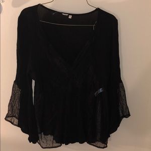 Black shirt with mesh and lace